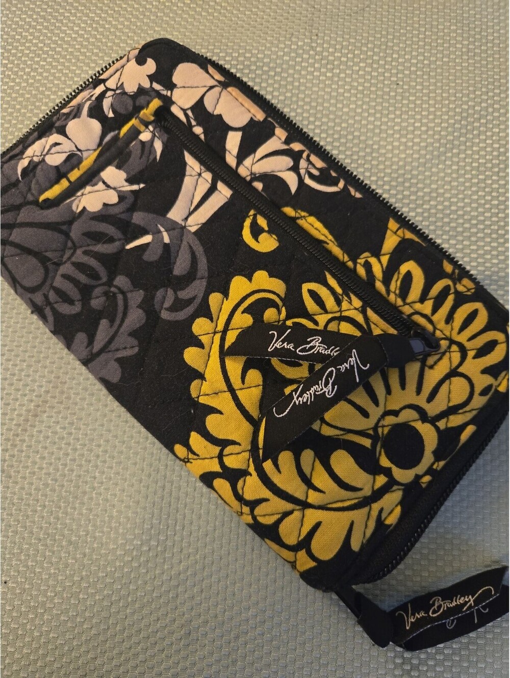Vera Bradley Yellow and Gray Floral Quilted Zip-Around Wallet - Picture 5 of 5